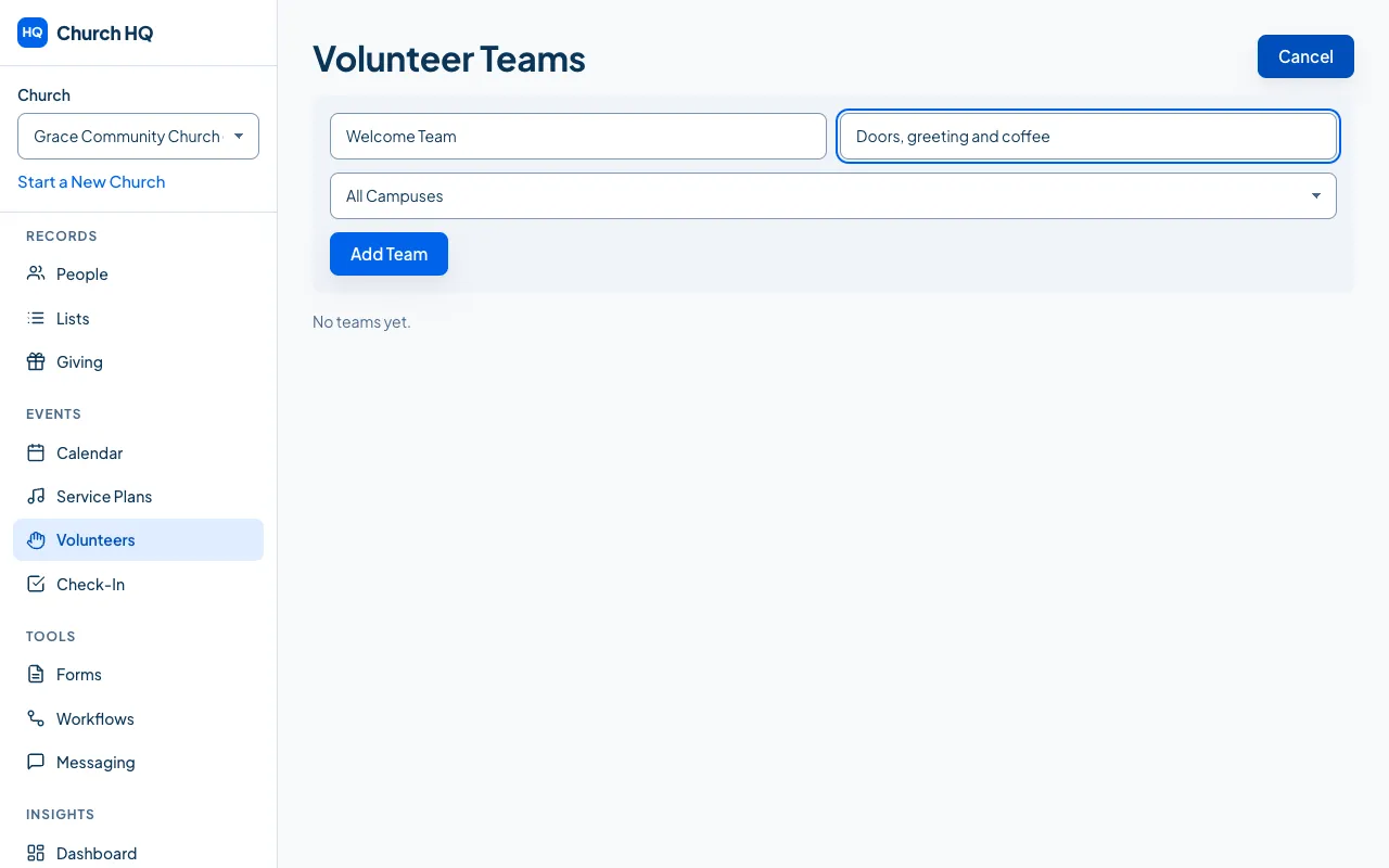 Adding a team.