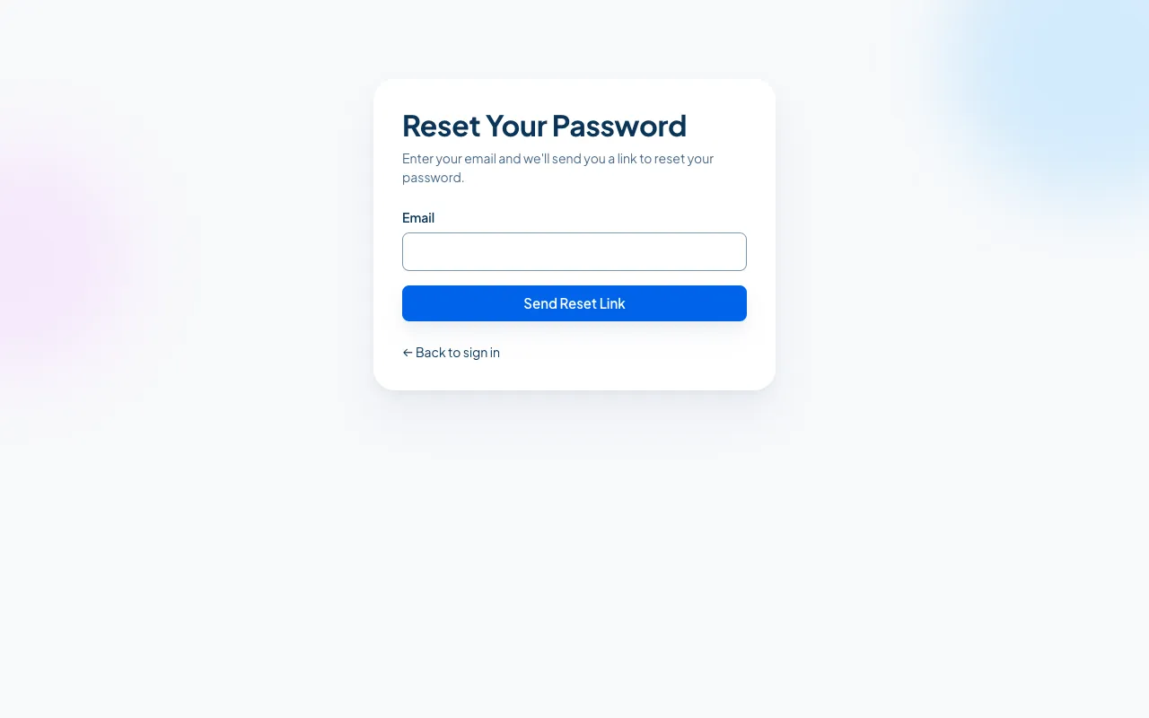 The Reset Your Password screen.