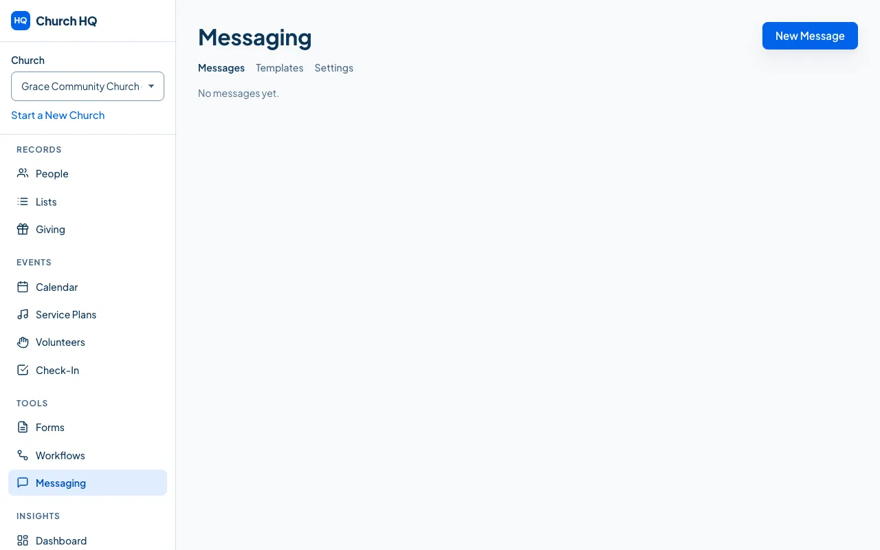 The Messaging screen.