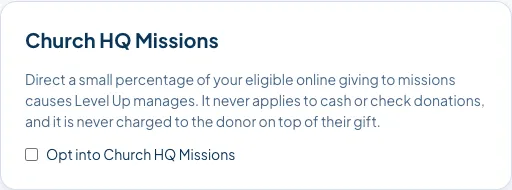 The Church HQ Missions setting.