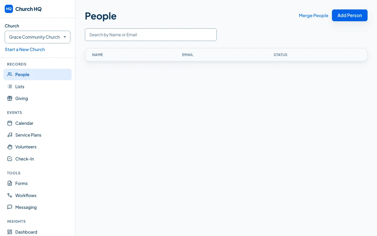 The People screen, with Add Person at the top right.