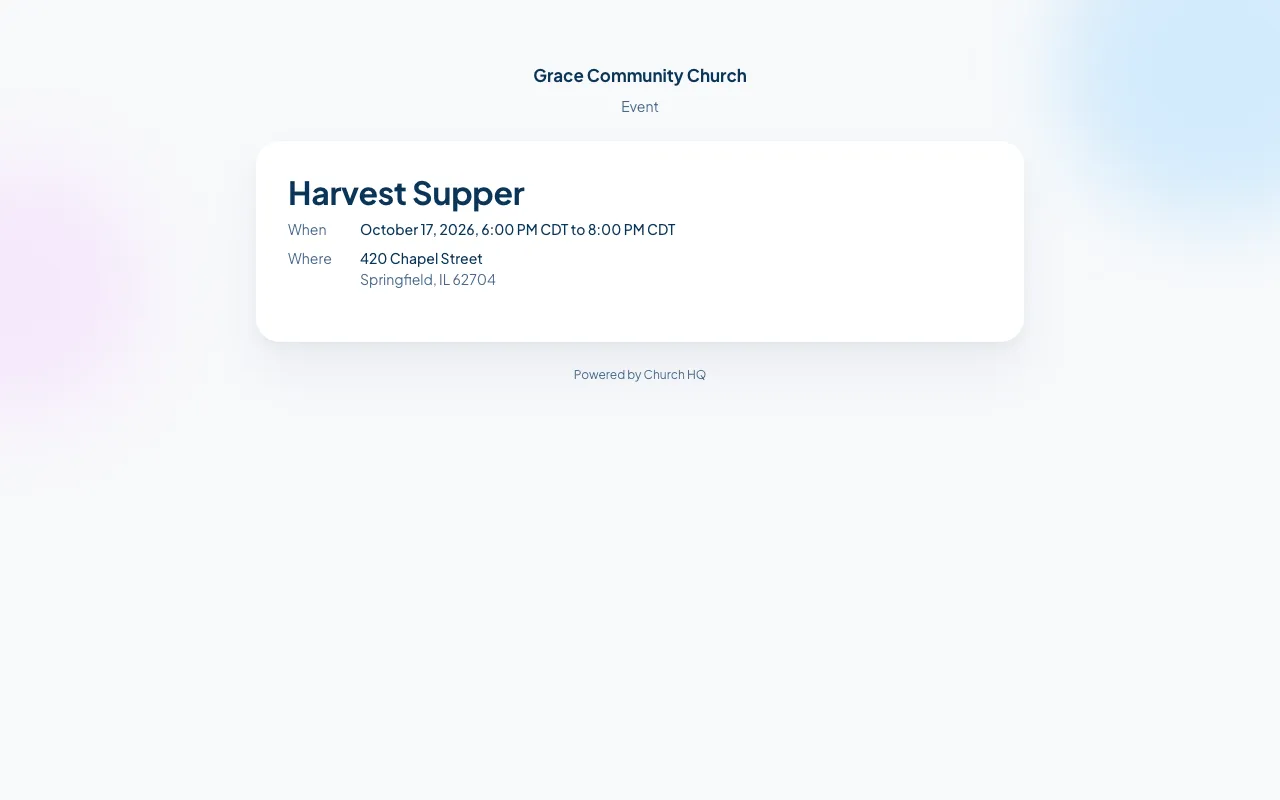 The public page for an event.
