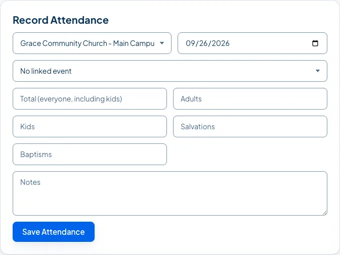 The Record Attendance form.
