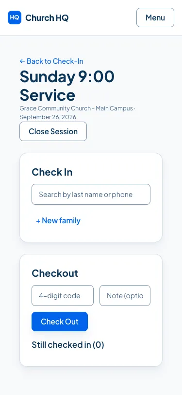 Check-in on a phone.