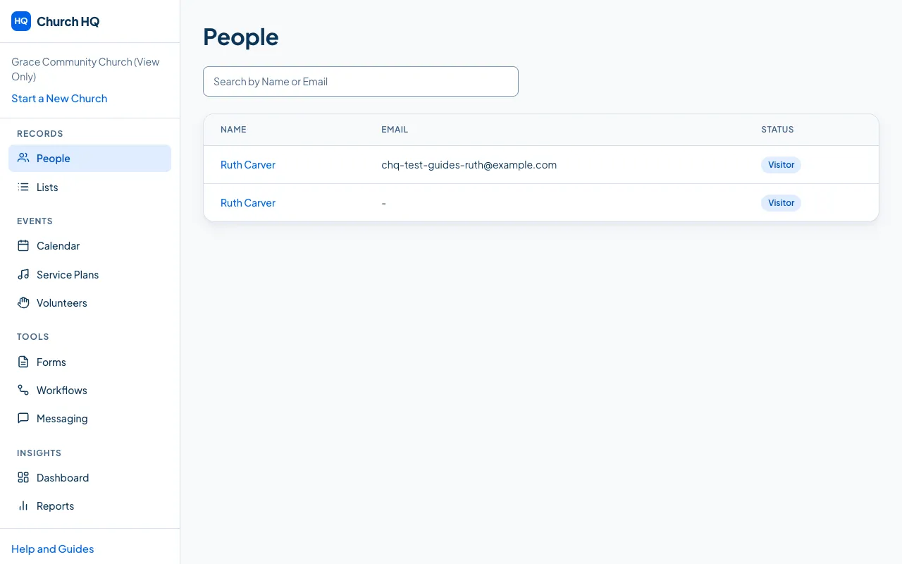 The People list as a View Only teammate sees it.